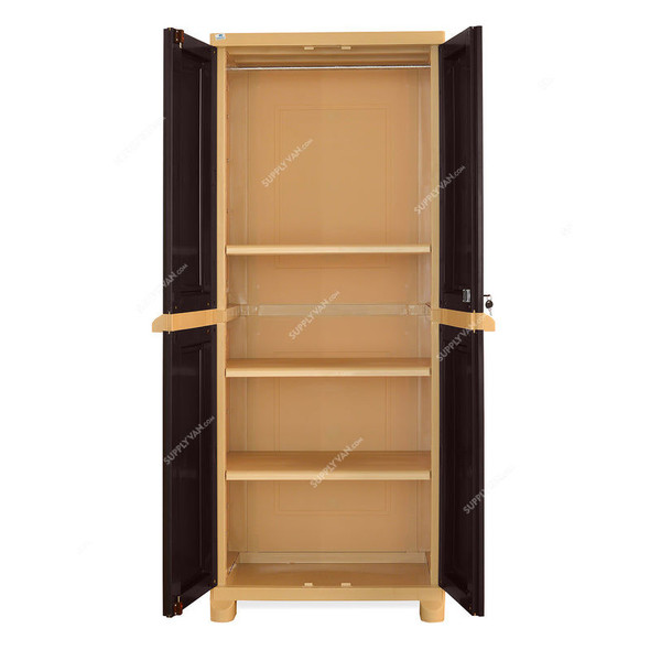 Nilkamal Freedom Big 1 Freestanding Storage Cabinet, 4 Shelves, Plastic, Weathered Brown/Biscuit
