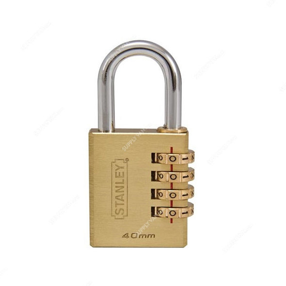 Stanley 4 Digit Combination Padlock, S742-053, Solid Brass, 40MM