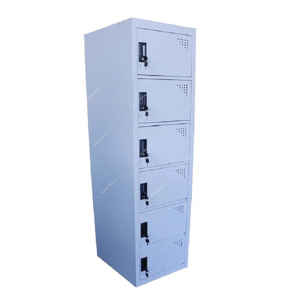 Rigid 6 Door Locker, RGD-36, CRCA Steel, 380MM Width x 1800MM Height, Grey