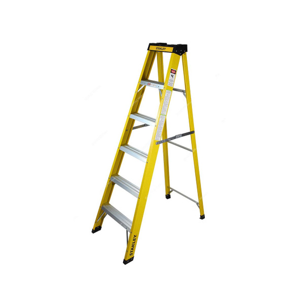 Stanley Step Ladder, SXLDFG-005, Fiberglass, 5 Steps, 150 Kg Loading Capacity