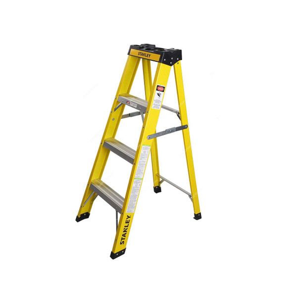 Stanley Step Ladder, SXLDFG-003, Fiberglass, 3 Steps, 150 Kg Loading Capacity