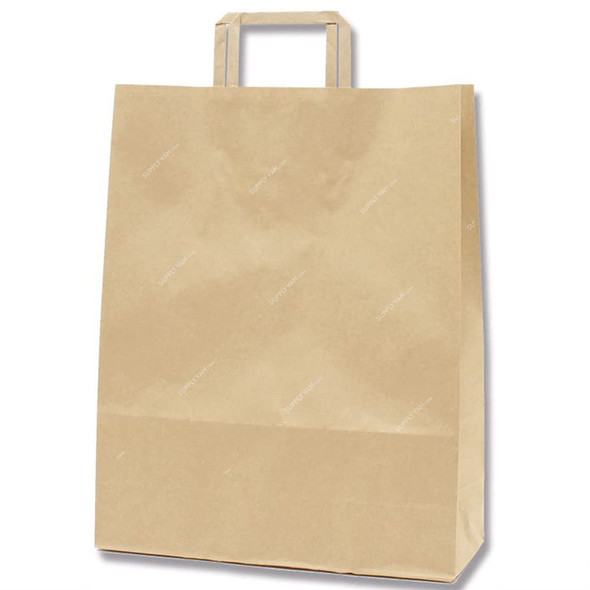 BYFT Disposable Paper Bag With Handle, 100 GSM, L, Brown, 25 Pcs/Pack
