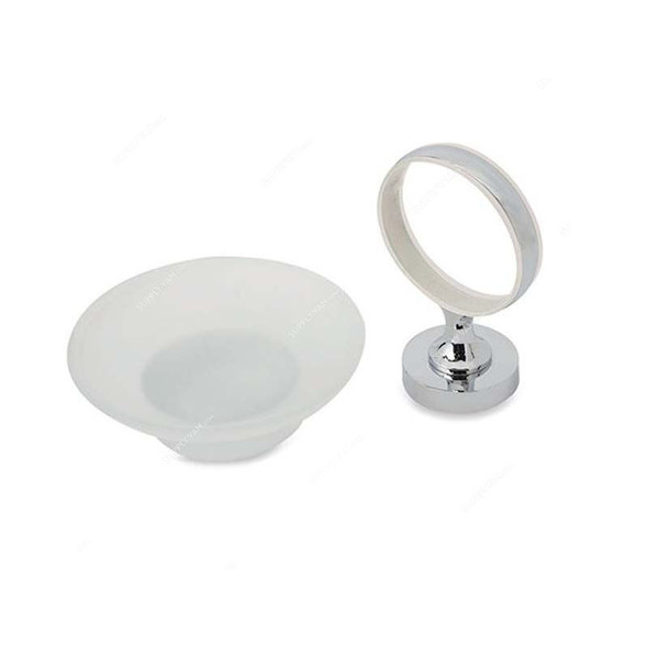 Bold Wall Mounted Soap Dish Holder, Brass/Glass, Clear/Silver Bold Wall Mounted Soap Dish Holder, Brass/Glass, Clear/Silver