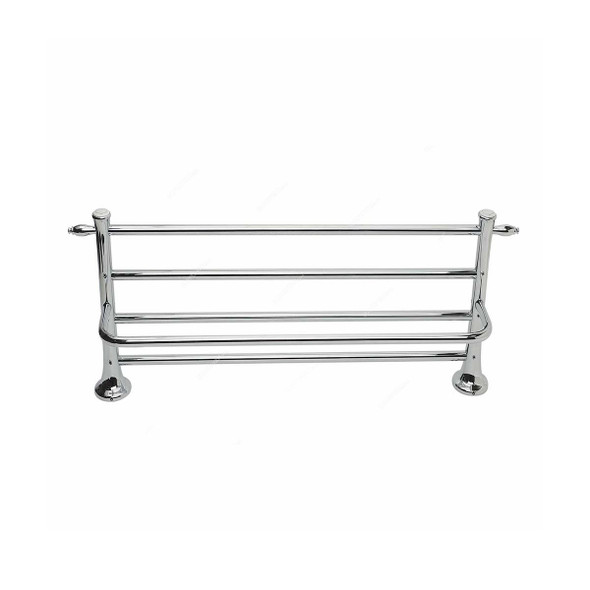 Bold Victoria Wall Mounted Double Towel Rack, BACSET1803809, Brass, 60CM Length, Silver