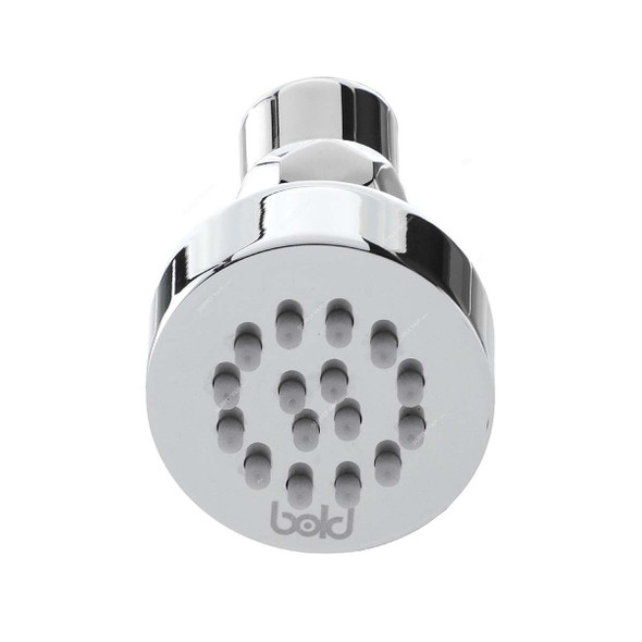 Bold Spa Music Round Jet Shower Head With Round Nozzles, TECSHD1701703, Brass, 9MM Thk, 50MM Dia, Silver
