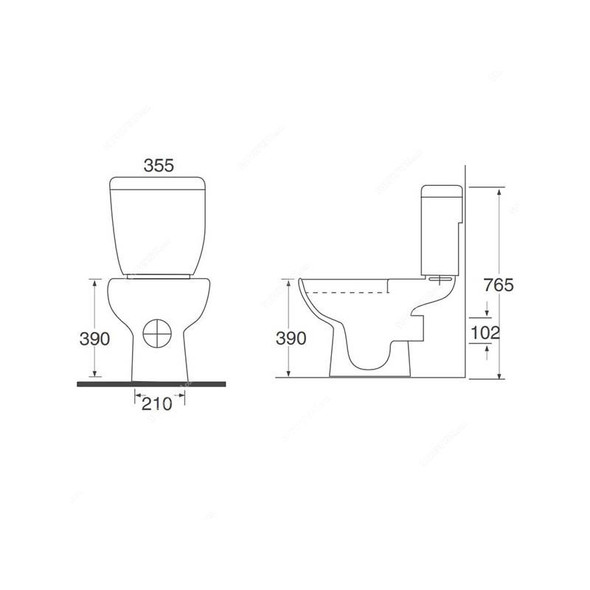 Bold Vera Close-Coupled P-Trap Water Closet, Vitreous China, White