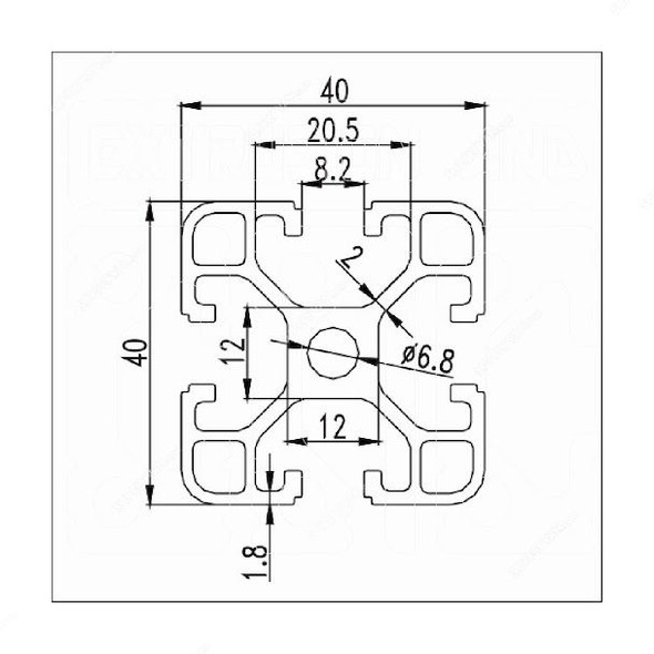 Extrusion Profiles Aluminium Frame, 4040 Series, 1.22 Mtrs, Silver