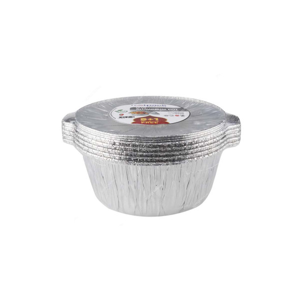 Hotpack Aluminium Pot Container With Hood, PPHSMAPOT296, 29CM, Silver, 5+1 Free