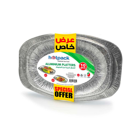 Hotpack Disposable Aluminium Platter, CP658665180, Silver, 10 Pcs/Set