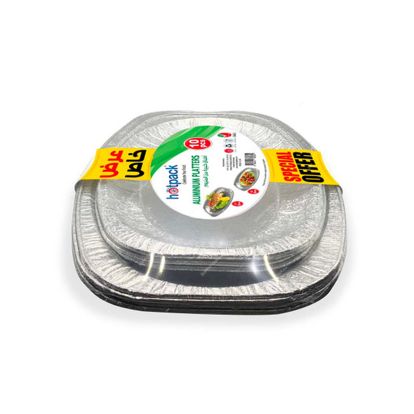 Hotpack Disposable Aluminium Platter, CP658665180, Silver, 10 Pcs/Set