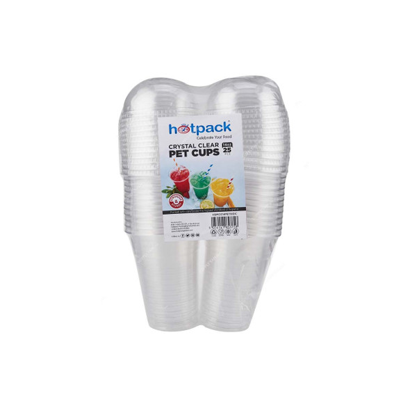 Hotpack Disposable Cup With Dome Lid, HSMCG14PET91DC, PET, 14 Oz, Crystal Clear, 25 Pcs/Pack