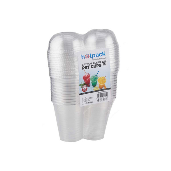 Hotpack Disposable Cup With Dome Lid, HSMCG14PET91DC, PET, 14 Oz, Crystal Clear, 25 Pcs/Pack