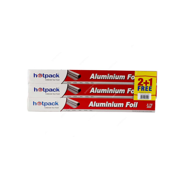 Hotpack Aluminium Foil, PPAF3P75HP2PLUS1M11, 3.75 Mtrs Length, Silver, 2+1 Free