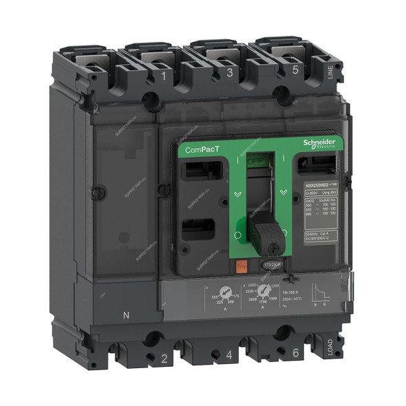 Schneider Electric Molded Case Circuit Breaker, NSX160F, ComPacT, 4P, IP40, 160A