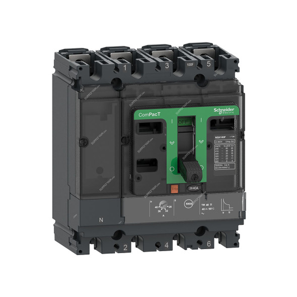 Schneider Electric Molded Case Circuit Breaker, NSX160F, ComPacT, 4P, IP40, 125A