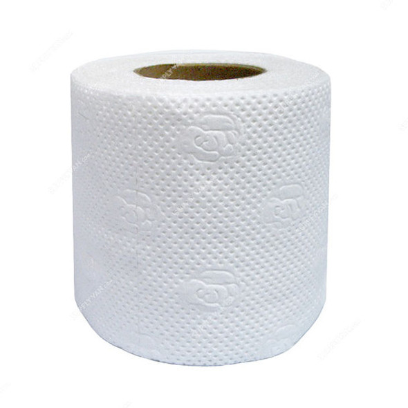Intercare Embossed Toilet Paper, 2 Ply, 100 Sheets, 10 x 10CM Sheet Size, White, 100 Roll/Pack