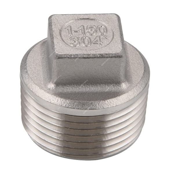Square Head Plug, Stainless Steel, Class 150, 1/2 Inch NPT Thread Size