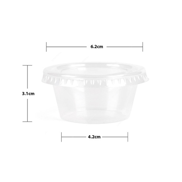 Khaleej Pack Disposable Souffle Cup With Flat Lid, Plastic, 2 Oz, Clear, 100 Pcs/Pack