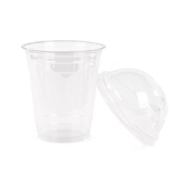 Khaleej Pack Disposable Cup With Dome Lid, PET, 12 Oz, 92MM Dia, Clear, 50 Pcs/Pack