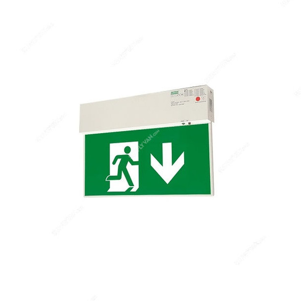 Denko SlimFlex Emergency Exit Sign Light Board, EmFLEX-1602RM-AD, LED, 4W, White, Side Arrow Down Arrow