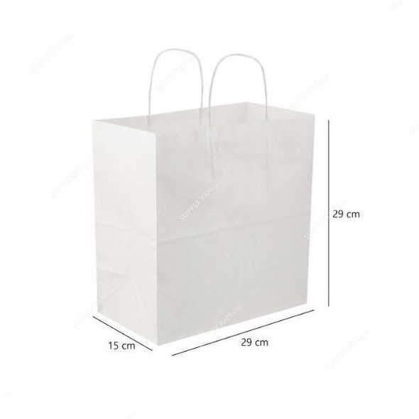 The Paperpack Paper Bag With Twisted Handle, 29CM Length x 15CM Width x 29CM Height, White, 250 Pcs/Pack