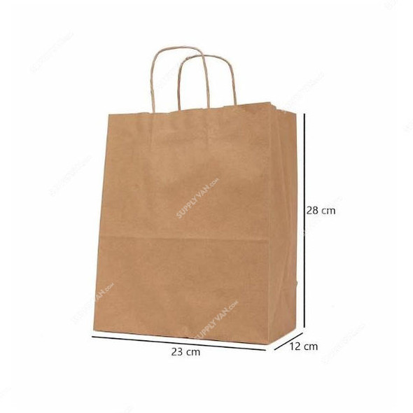 The Paperpack Paper Bag With Twisted Handle, 23CM Length x 12CM Width x 28CM Height, Brown, 250 Pcs/Pack