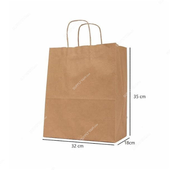 The Paperpack Paper Bag With Twisted Handle, 32CM Length x 18CM Width x 35CM Height, Brown, 250 Pcs/Pack