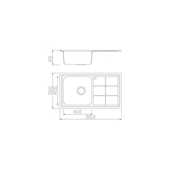 Milano Single Bowl Kitchen Sink, BL-890, Stainless Steel, 500MM Width x 860MM Length, Chrome