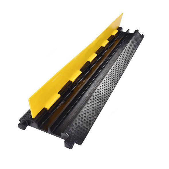 Warrior 2-Channel Cable Protector, Rubber, 240MM Width x 1 Mtr Length, Black/Yellow