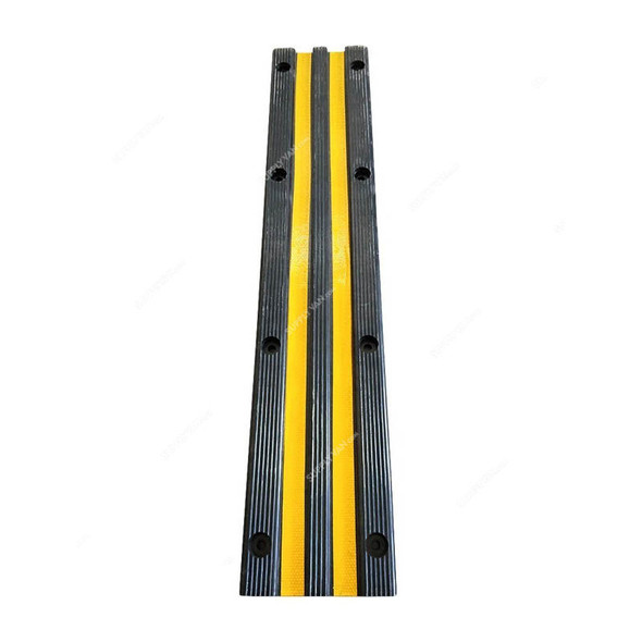 Warrior Wall Guard With 2 Yellow Strips, 25MM Thk, 200MM Height x 1000MM Length, Black