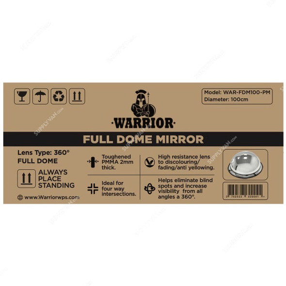 Warrior Full Dome Safety Mirror, PMMA, 100CM Dia, 360 Degree Viewing Angle