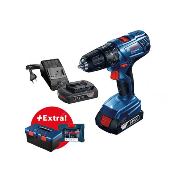 Bosch Professional Cordless Drill Kit With Fisherman Box, GSB-180-LI, 18V, 46 Pcs/Kit