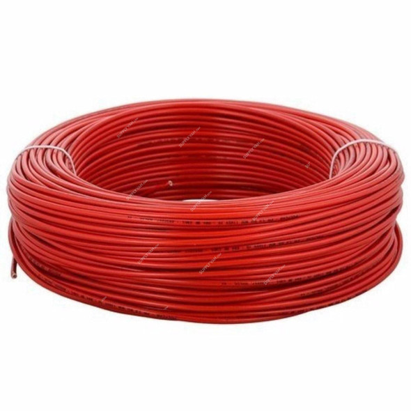 RR Kabel Single Core Flexible Cable, PVC, 10 SQ.MM x 100 Yards Length, Red