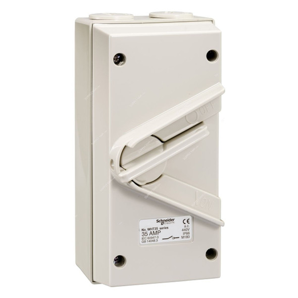 Schneider Electric Surface Mount Isolating Switch, WHT35-GY, Kavacha, 3P, 35A, 440V