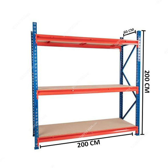 Ast Medium Duty Racking, MD200602003, HR Steel, 3 Shelves, 300 Kg Per Shelf Capacity
