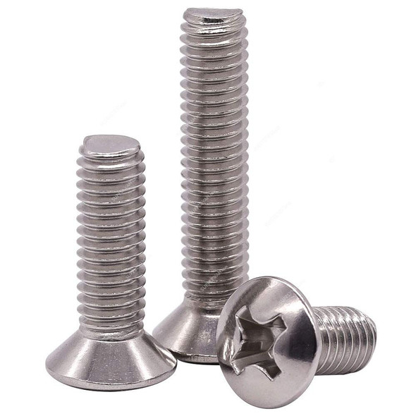 Oval Raised Full Thread Machine Screw, Zinc Plated, Countersunk Head, M3.5 Thread Dia x 40MM Length, 100 Pcs/Pack