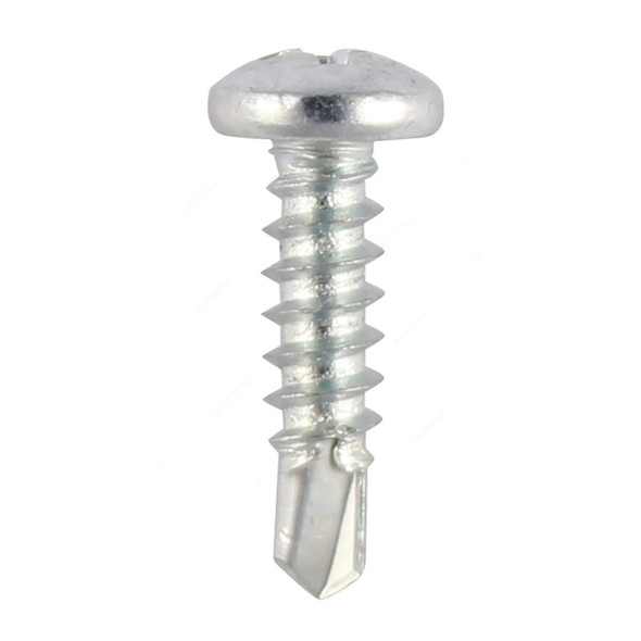 Self Drilling Screw, Zinc Plated, Pan Head, M12 Thread Dia x 1-1/2 Inch Length, 1000 Pcs/Pack