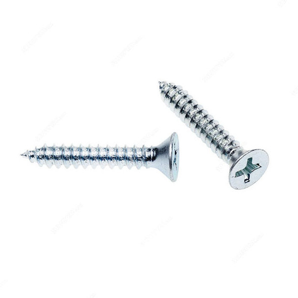 Self Tapping Screw, Zinc Plated, Countersunk Head, M10 Thread Dia x 1/2 Inch Length, 1000 Pcs/Pack