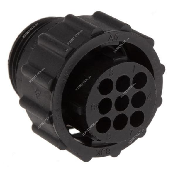 TE Connectivity Circular Power Connector, 206708-1, CPC Series, Wire-to-Wire, 9 Position, Thermoplastic, Black