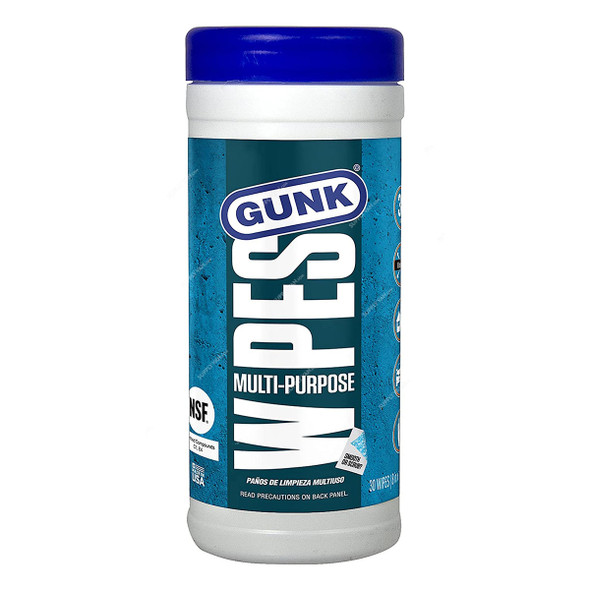 Gunk Multi-Purpose Wipes, MPDW30, Citrus, 8 x 12 Inch Sheet Size, 30 Pcs/Pack