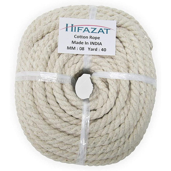 Hifazat Twisted Rope, SHGTCR-8M-40Y, Cotton, 8MM Dia x 40 Yards Length, Beige
