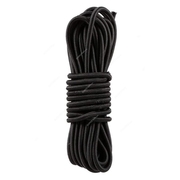 Elastic Bungee Cord, Latex, 4MM Dia x 5 Mtrs Length, Black