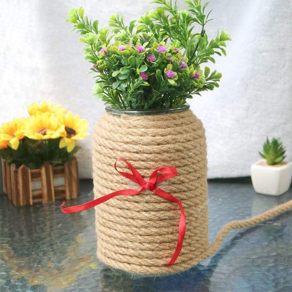 Lingwei Multi-Purpose Twisted Hemp Rope, Jute, 6MM Dia x 20 Mtrs Length, Natural
