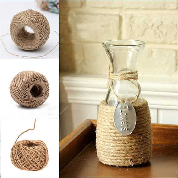 Oho Twine String Cord, Jute, 2MM Dia x 100 Feet Length, Natural