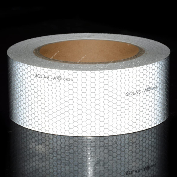 SOS Solas Marine Reflective Tape, PVC, 2 Inch Width x 47.5 Mtrs Length, Silver