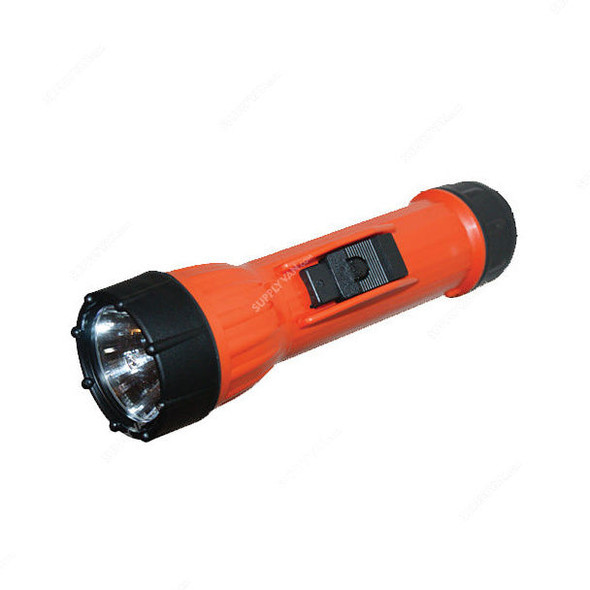 Brightstar LED Waterproof Flashlight, 15460-2217, WorkSafe, LED, 2 x D-Cell, Alkaline, 80 LM, Orange
