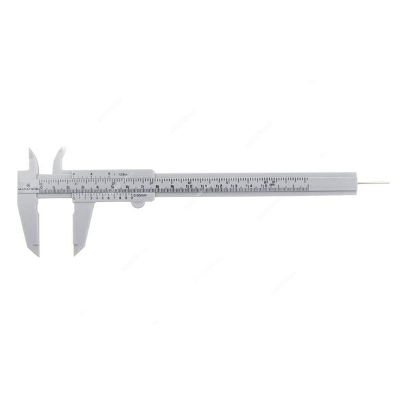 Marathon Vernier Caliper, CO030003, Plastic, 6 Inch Length, Grey