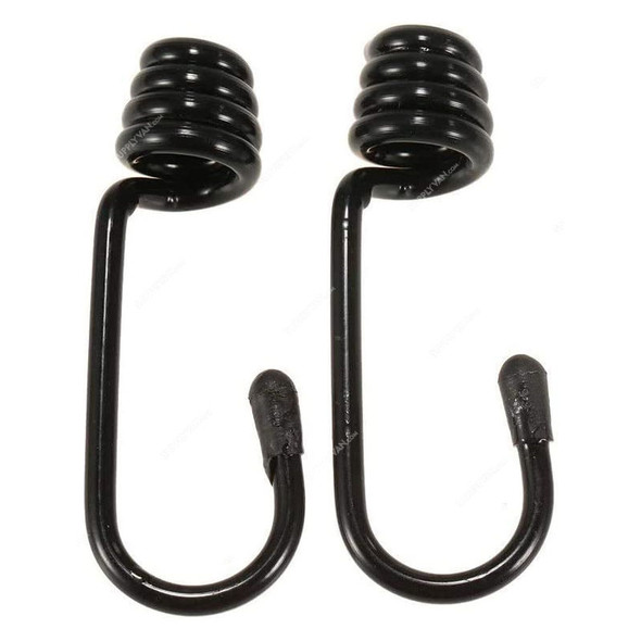 Bungee Cord Hook, Y4623M6, Plastic Coated Steel, 68MM Overall Length, Black, 2 Pcs/Pack