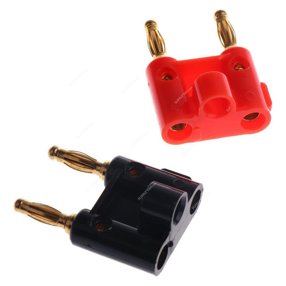 Almencla Screw Type Dual Banana Plug, Male-to-Male, Gold Plated, 2 Pcs/Set