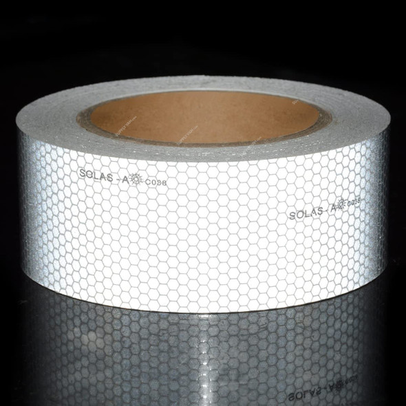 Brightplus Solas Marine Reflective Tape, PVC, 2 Inch Width x 20 Feet Length, Silver